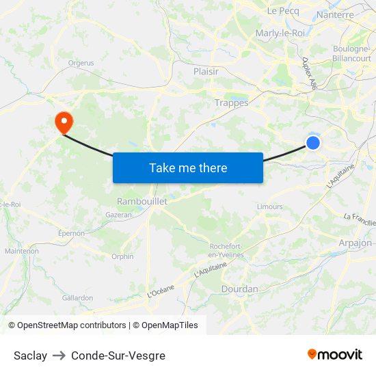 Saclay to Conde-Sur-Vesgre map