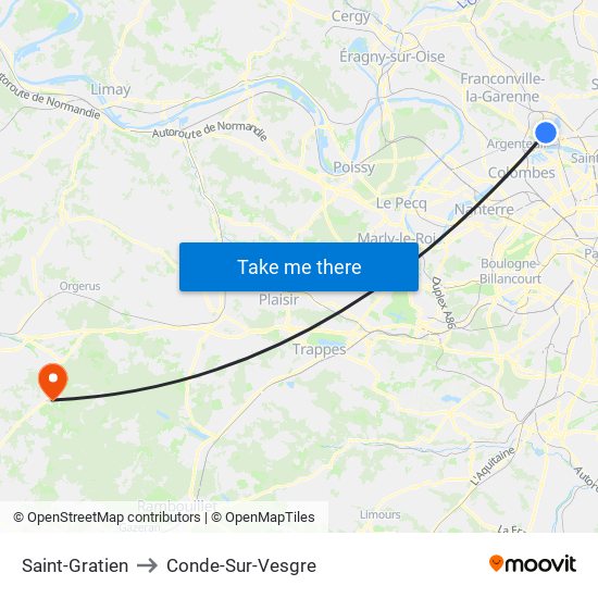 Saint-Gratien to Conde-Sur-Vesgre map