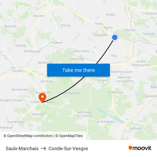 Saulx-Marchais to Conde-Sur-Vesgre map