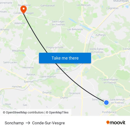 Sonchamp to Conde-Sur-Vesgre map
