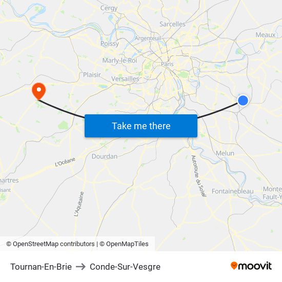 Tournan-En-Brie to Conde-Sur-Vesgre map