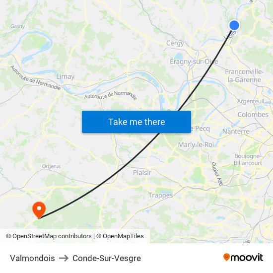 Valmondois to Conde-Sur-Vesgre map