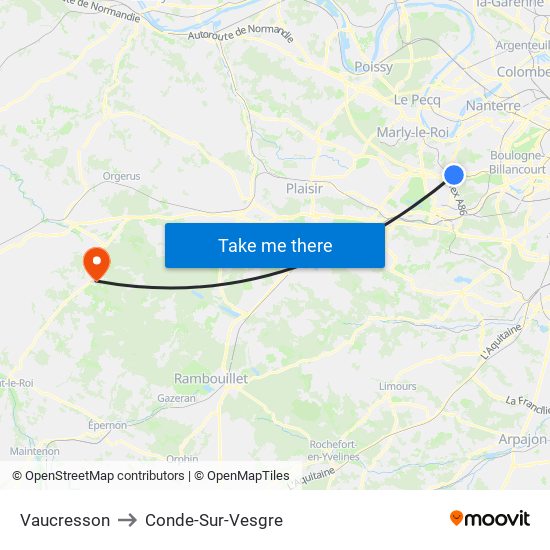 Vaucresson to Conde-Sur-Vesgre map