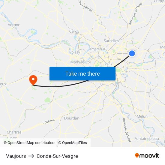 Vaujours to Conde-Sur-Vesgre map