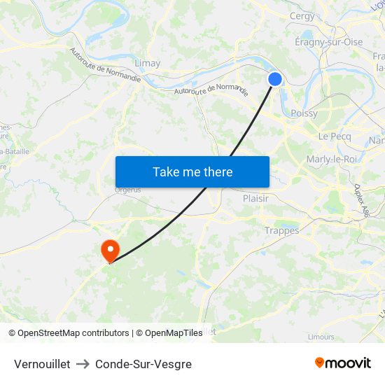 Vernouillet to Conde-Sur-Vesgre map