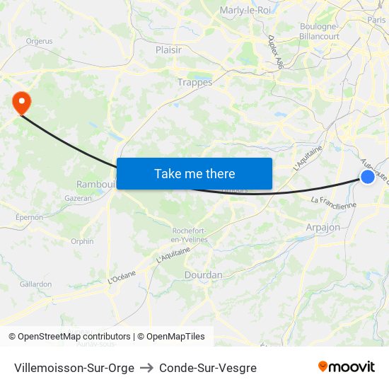 Villemoisson-Sur-Orge to Conde-Sur-Vesgre map