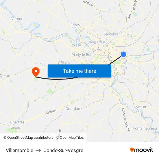 Villemomble to Conde-Sur-Vesgre map