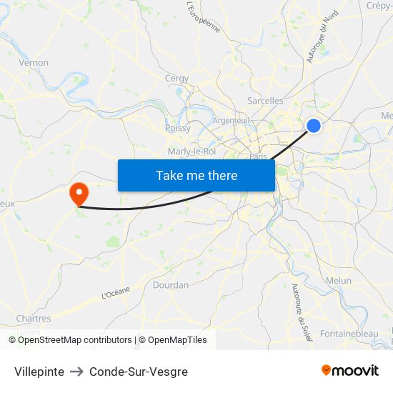 Villepinte to Conde-Sur-Vesgre map