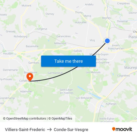 Villiers-Saint-Frederic to Conde-Sur-Vesgre map
