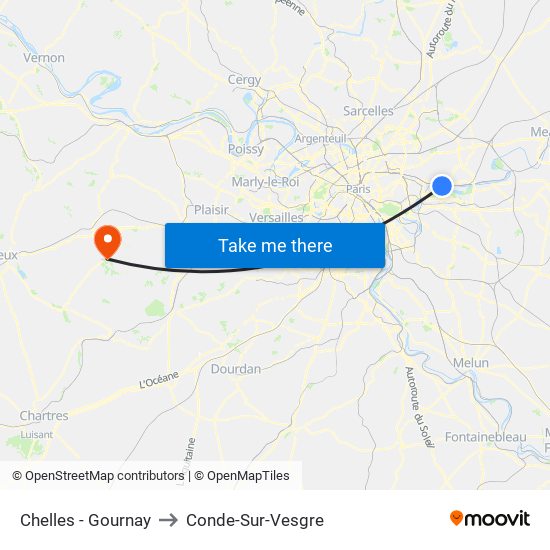 Chelles - Gournay to Conde-Sur-Vesgre map