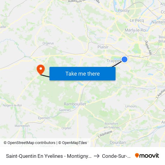 Saint-Quentin En Yvelines - Montigny-Le-Bretonneux to Conde-Sur-Vesgre map
