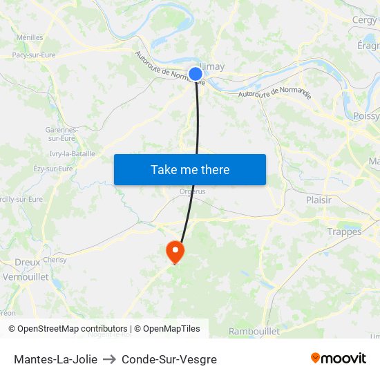 Mantes-La-Jolie to Conde-Sur-Vesgre map