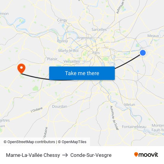 Marne-La-Vallée Chessy to Conde-Sur-Vesgre map