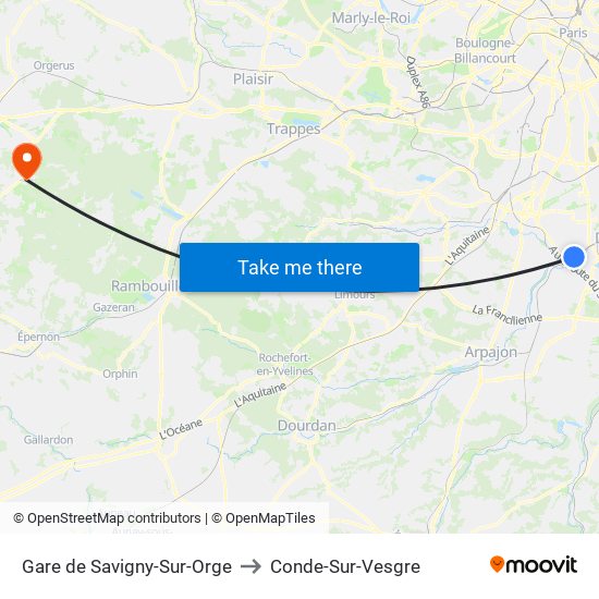Gare de Savigny-Sur-Orge to Conde-Sur-Vesgre map