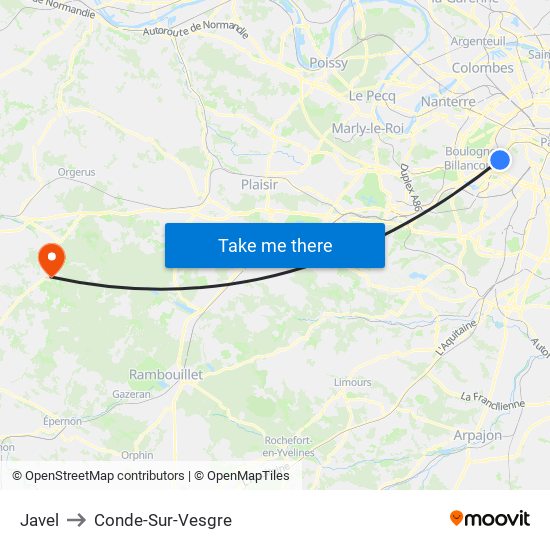 Javel to Conde-Sur-Vesgre map