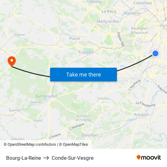 Bourg-La-Reine to Conde-Sur-Vesgre map