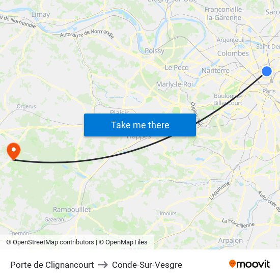 Porte de Clignancourt to Conde-Sur-Vesgre map