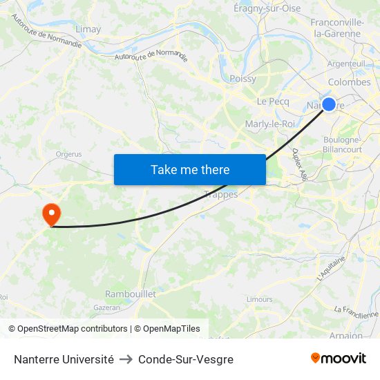 Nanterre Université to Conde-Sur-Vesgre map