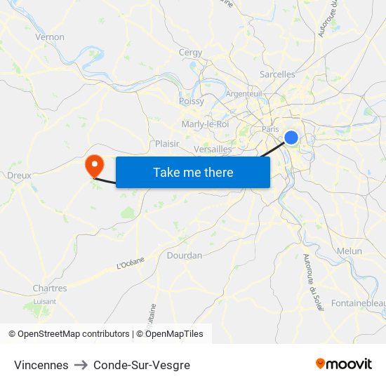 Vincennes to Conde-Sur-Vesgre map