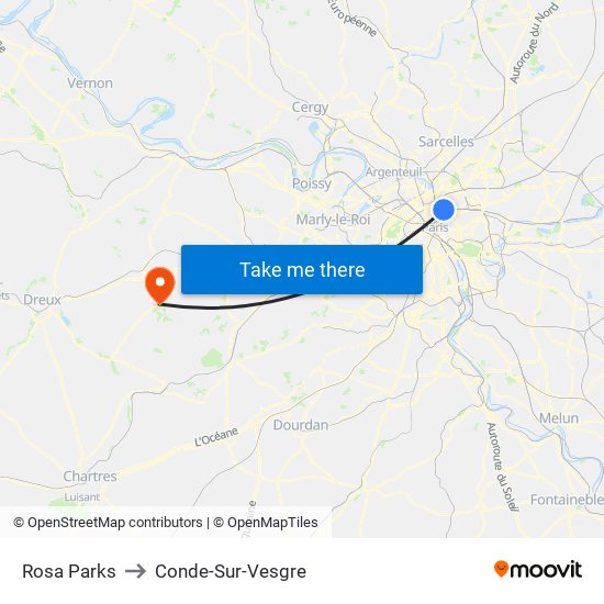 Rosa Parks to Conde-Sur-Vesgre map