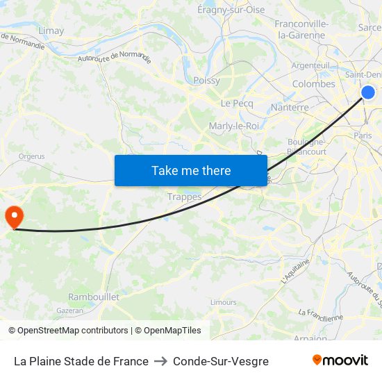 La Plaine Stade de France to Conde-Sur-Vesgre map
