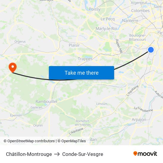 Châtillon-Montrouge to Conde-Sur-Vesgre map