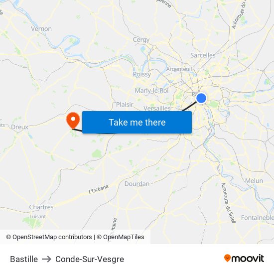 Bastille to Conde-Sur-Vesgre map