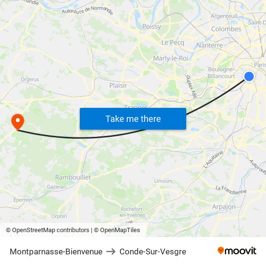 Montparnasse-Bienvenue to Conde-Sur-Vesgre map