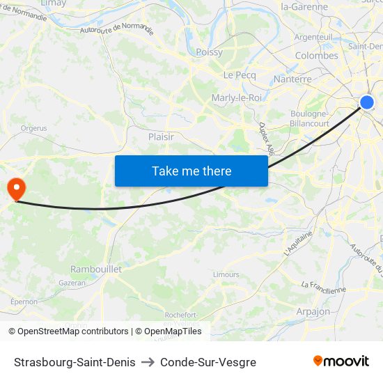 Strasbourg-Saint-Denis to Conde-Sur-Vesgre map