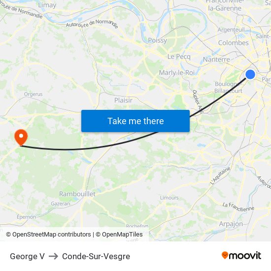 George V to Conde-Sur-Vesgre map