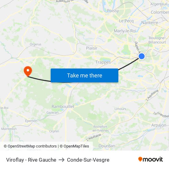 Viroflay - Rive Gauche to Conde-Sur-Vesgre map