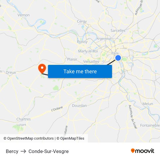 Bercy to Conde-Sur-Vesgre map