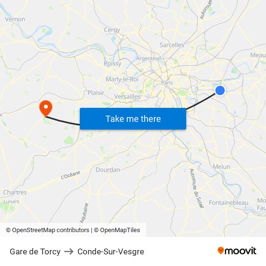 Gare de Torcy to Conde-Sur-Vesgre map