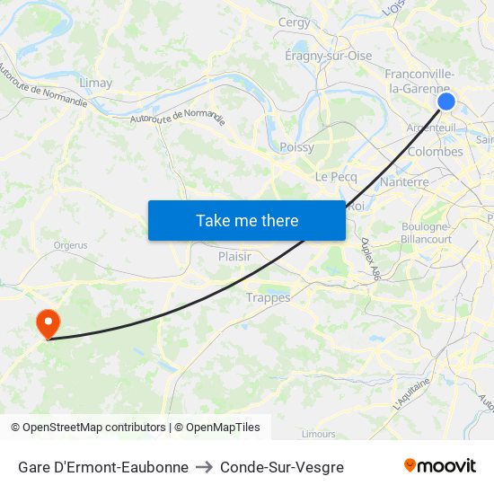 Gare D'Ermont-Eaubonne to Conde-Sur-Vesgre map