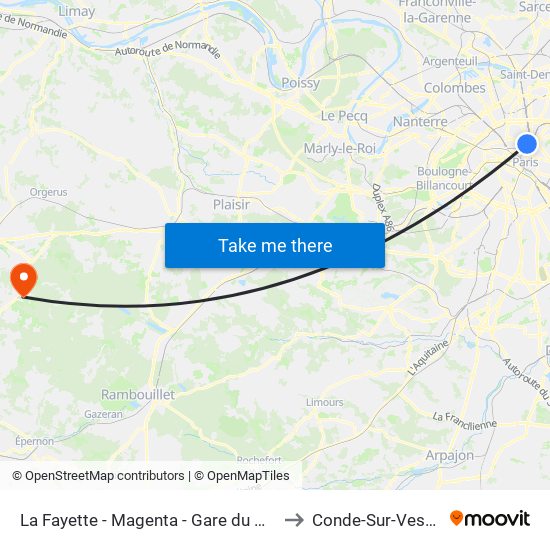 La Fayette - Magenta - Gare du Nord to Conde-Sur-Vesgre map