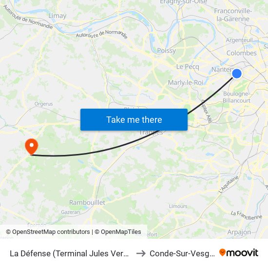La Défense (Terminal Jules Verne) to Conde-Sur-Vesgre map