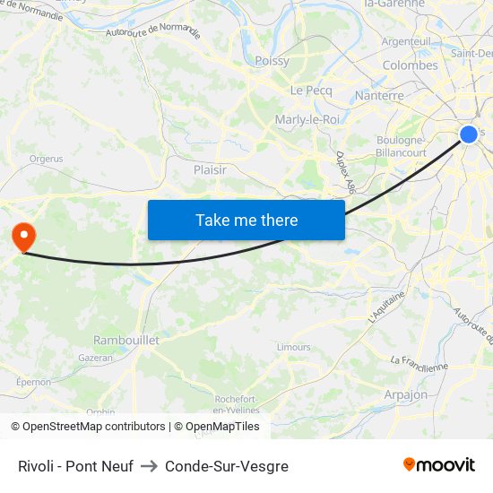 Rivoli - Pont Neuf to Conde-Sur-Vesgre map