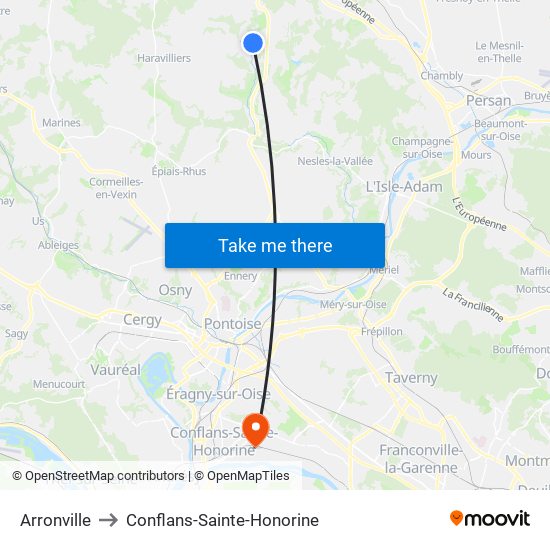 Arronville to Conflans-Sainte-Honorine map