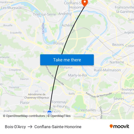 Bois-D'Arcy to Conflans-Sainte-Honorine map