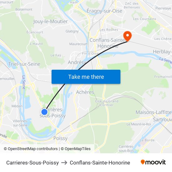 Carrieres-Sous-Poissy to Conflans-Sainte-Honorine map