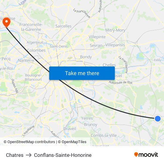 Chatres to Conflans-Sainte-Honorine map