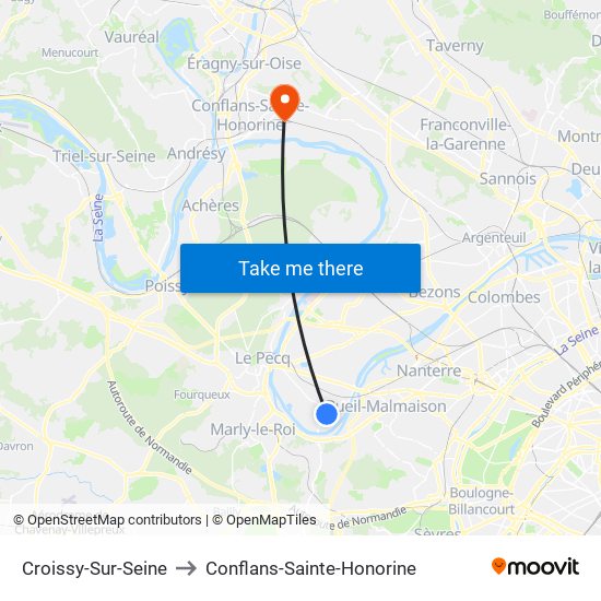 Croissy-Sur-Seine to Conflans-Sainte-Honorine map