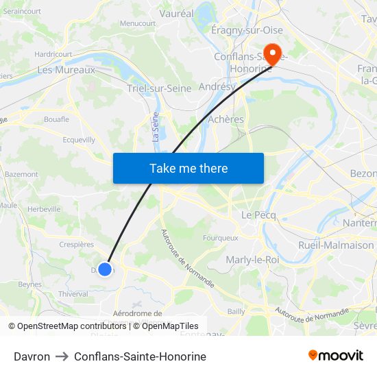 Davron to Conflans-Sainte-Honorine map