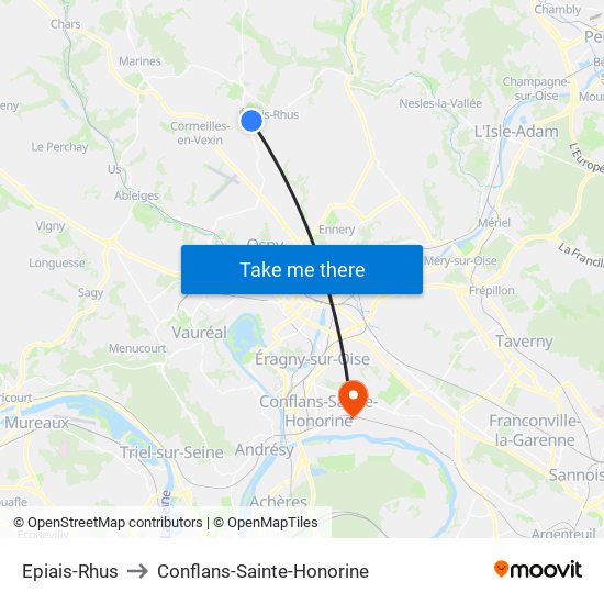 Epiais-Rhus to Conflans-Sainte-Honorine map