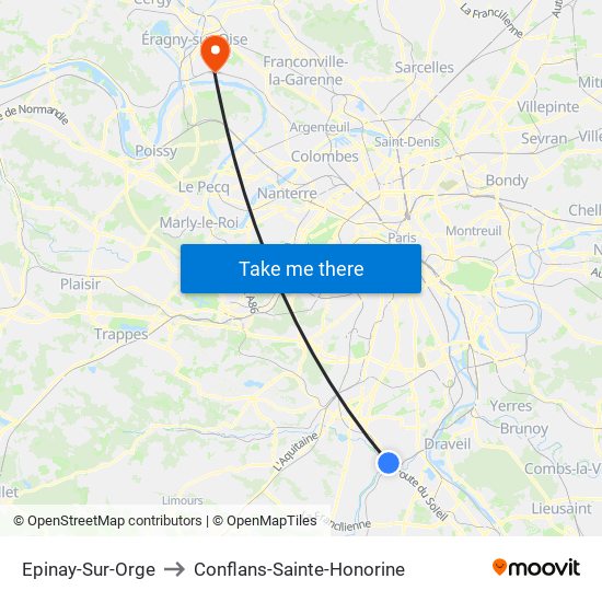 Epinay-Sur-Orge to Conflans-Sainte-Honorine map