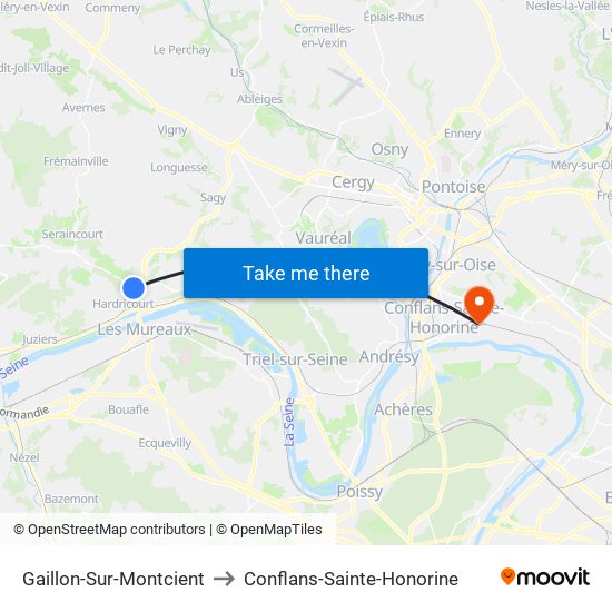 Gaillon-Sur-Montcient to Conflans-Sainte-Honorine map