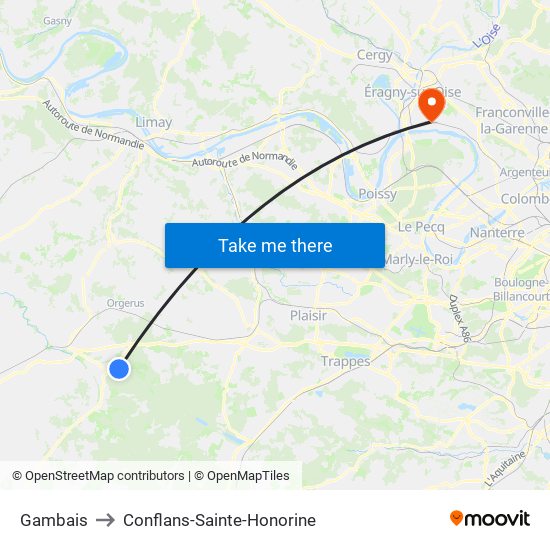 Gambais to Conflans-Sainte-Honorine map