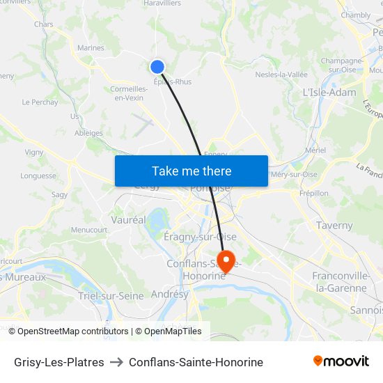 Grisy-Les-Platres to Conflans-Sainte-Honorine map