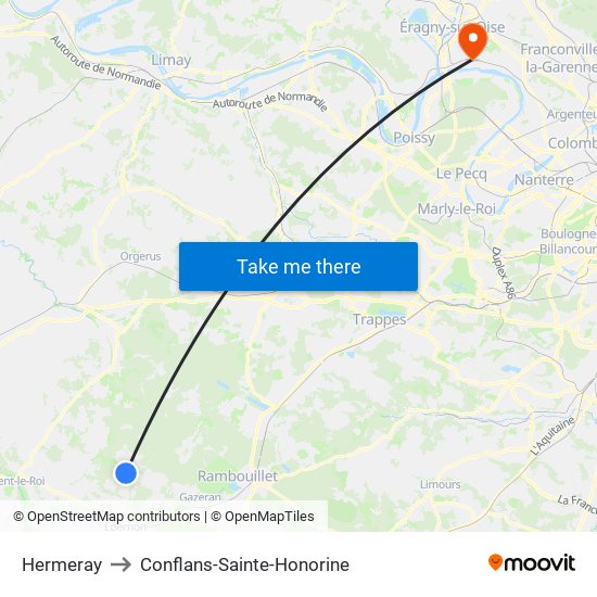 Hermeray to Conflans-Sainte-Honorine map