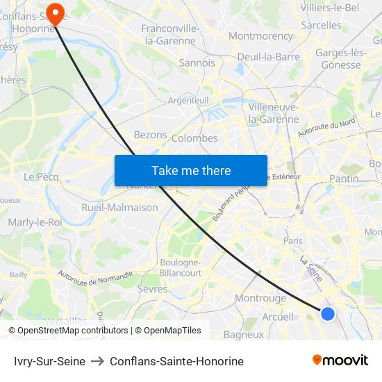 Ivry-Sur-Seine to Conflans-Sainte-Honorine map